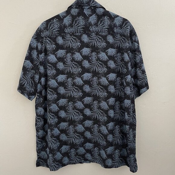 Nat Nast Luxury Originals Silk Blend Shirt Blue Tropical Men's Size XL Palm Leaf - Picture 3 of 10